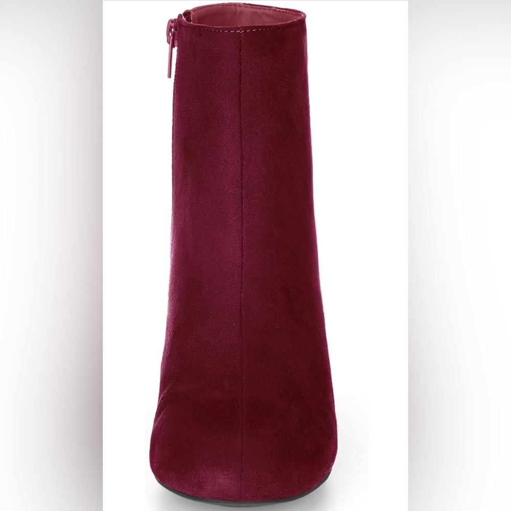 Allegra k round toe chunk heel ankle boot burgundy color - Picture 3 of 4